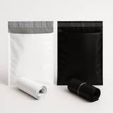 delivery flyer 10x12 inch white grey inside and full black 100% virgin LDPE courier bag with pocket – PackItUp Pakistan