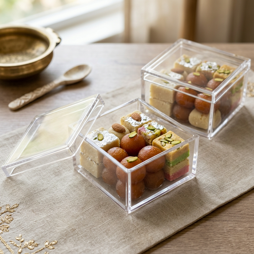 SQUARE ACRYLIC DESSERT BOX - 200g