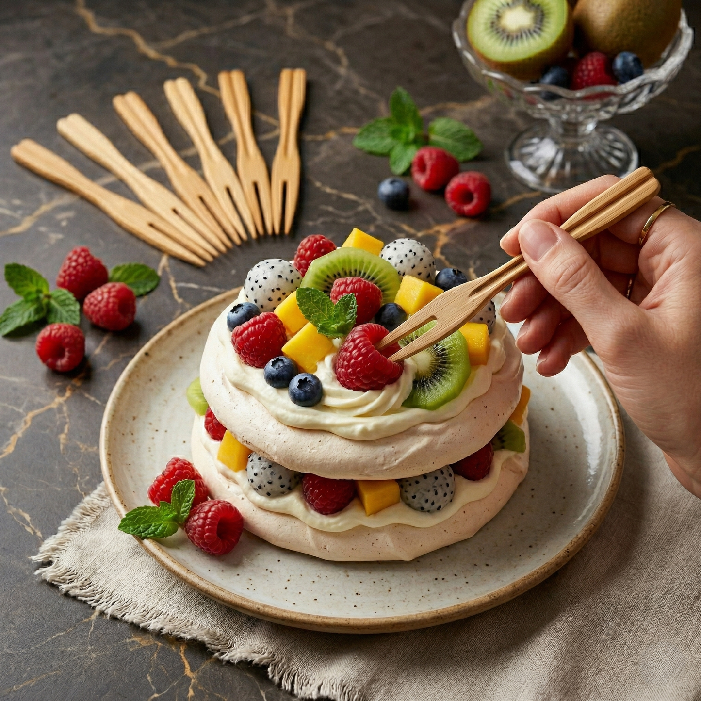 Eco-Friendly Bamboo Fruit Forks