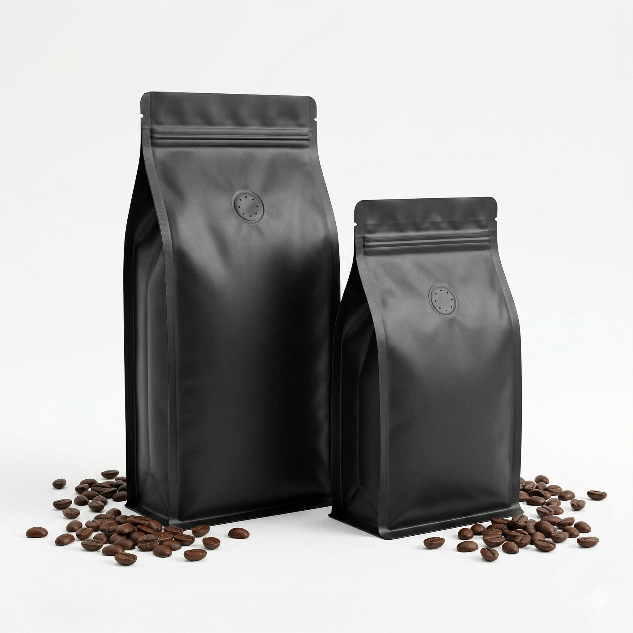 premium matte black aluminium coffee pouch with one-way degassing valve and resealable zipper – PackItUp Pakistan