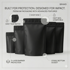 Black Matte Stand-Up Pouch Without Window (No Window)