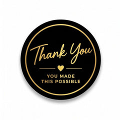 Luxury Black & Gold "Thank You" Stickers for Small Business