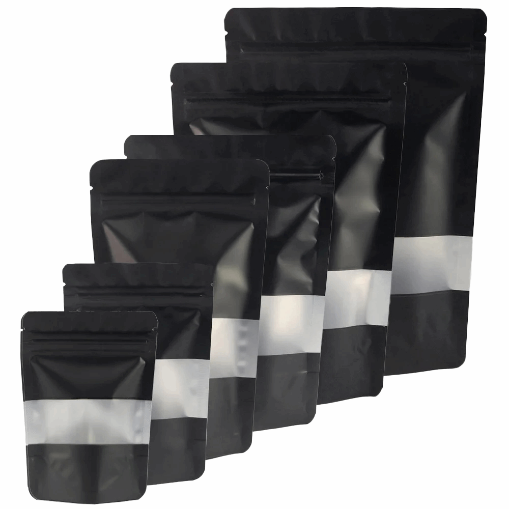 Black Aluminum Pouches With Matte Window