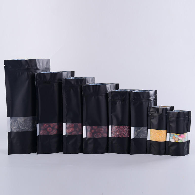 Black Aluminum Pouches With Matte Window