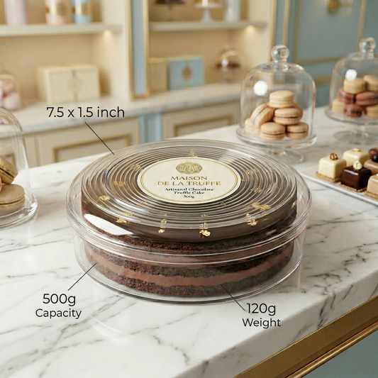 ROUND ACRYLIC DESSERT BOX - 500g