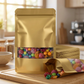 Golden Aluminum Pouches With Clear Window