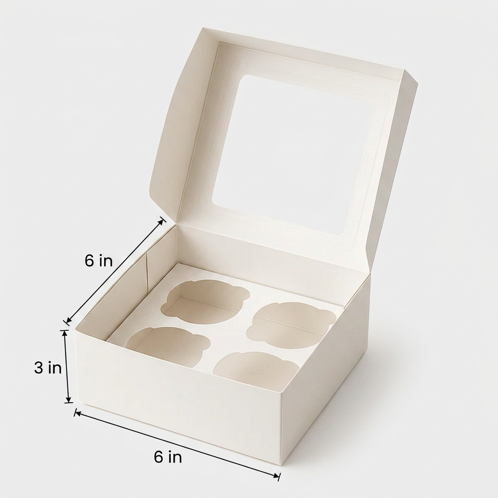 4 cupcake box White
