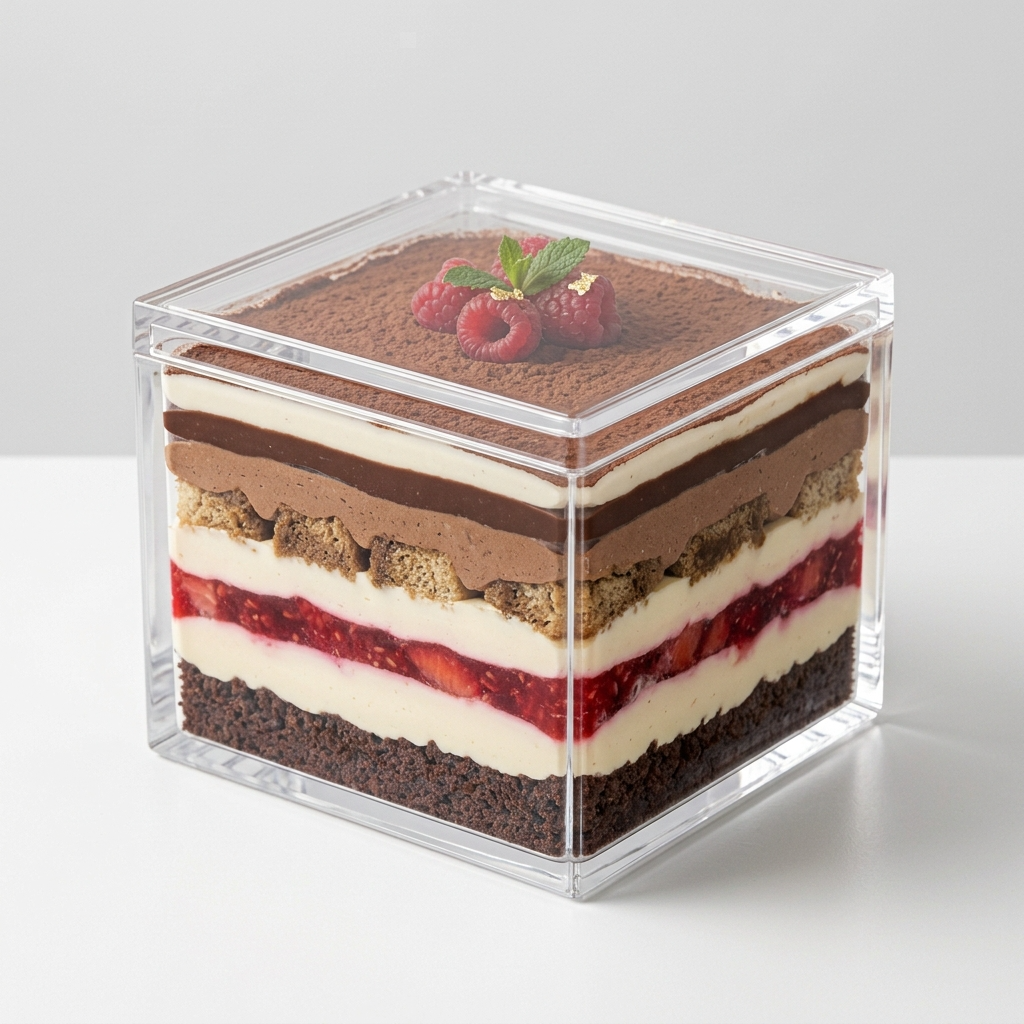 SQUARE ACRYLIC DESSERT BOX - 200g