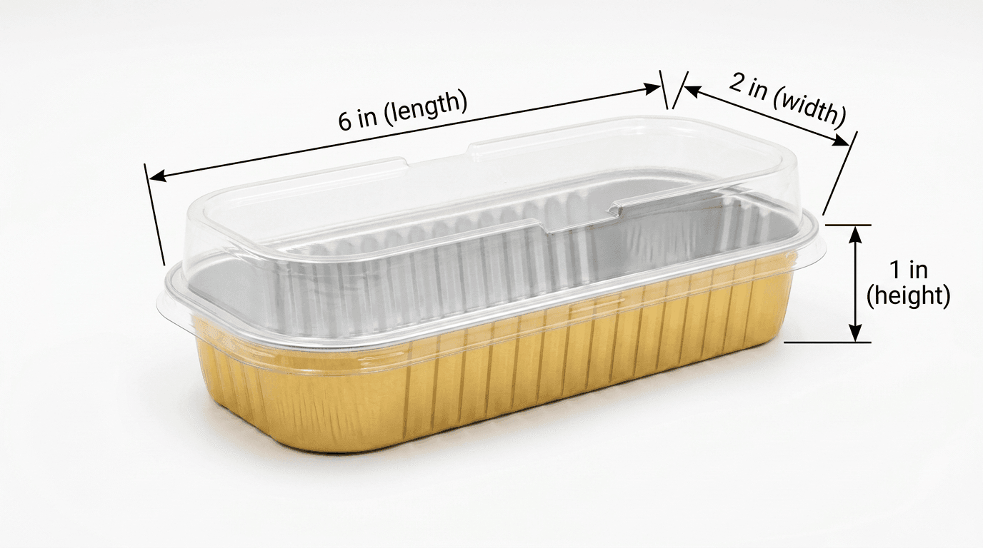 Premium Gold Aluminum Foil Loaf Pan with Clear Lid (200ml)– Oven-Safe Disposable Baking Container