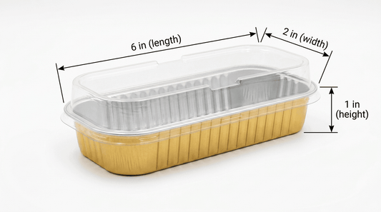 Premium Gold Aluminum Foil Loaf Pan with Clear Lid – Oven-Safe Disposable Baking Container