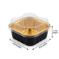 Premium Square Black & Gold Aluminum Foil Container with Clear Lid (150ml)– Oven-Safe Disposable Baking & Serving Pan