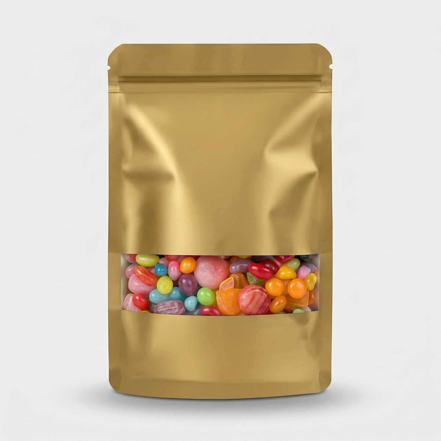 Golden Aluminum Pouches With Clear Window