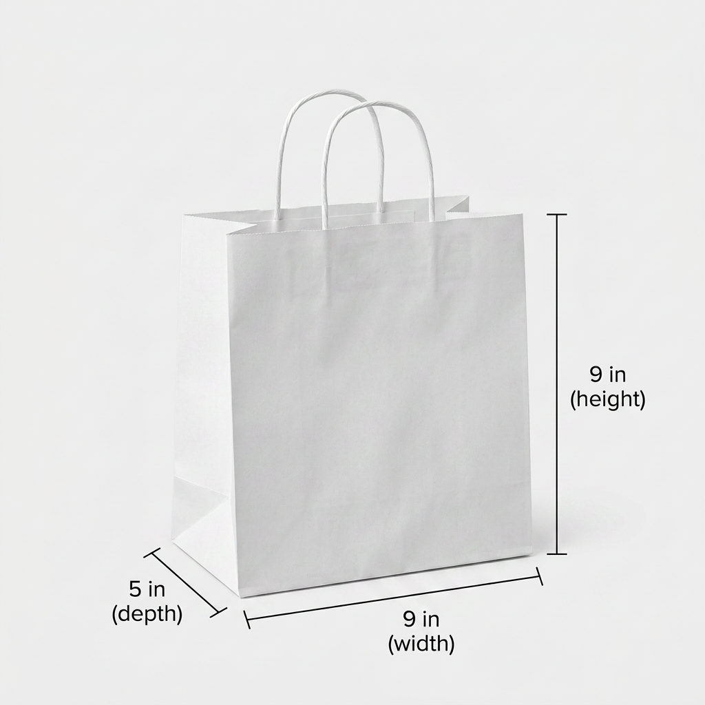 White Kraft Twisted Handle Bag (9x9x5)
