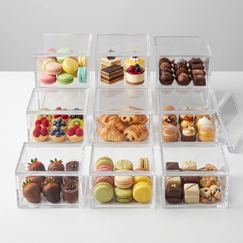 SQUARE ACRYLIC DESSERT BOX - 200g