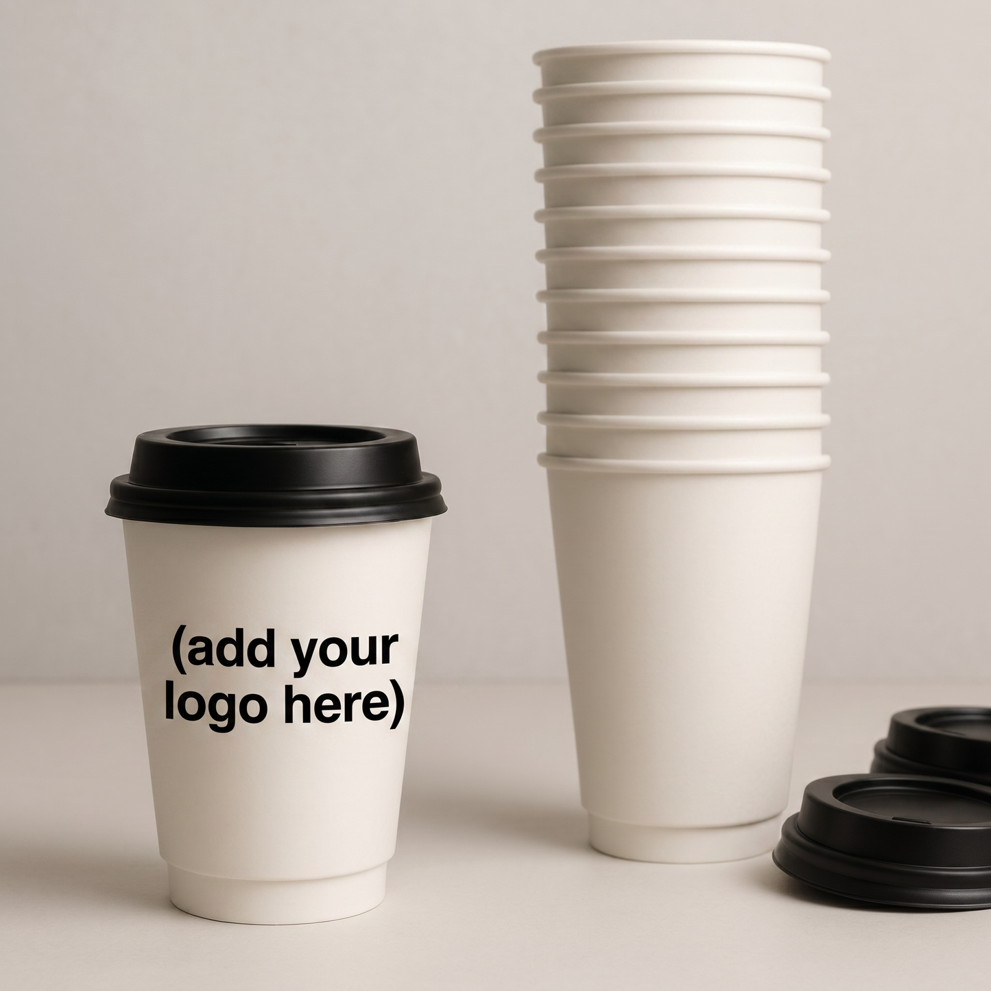 8oz Double wall white coffee cup Custom
