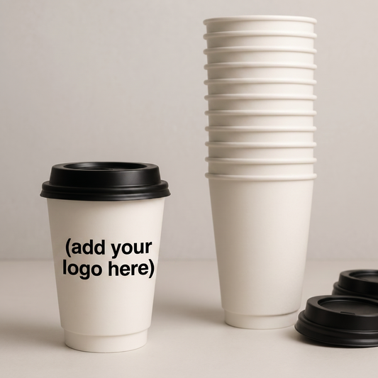8oz Double wall white coffee cup Custom