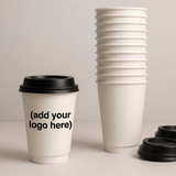 8oz Double wall white coffee cup Custom