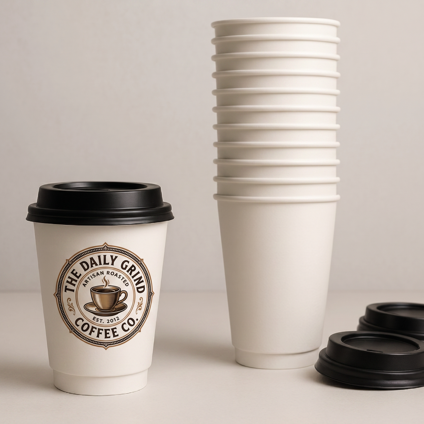 8oz Double wall white coffee cup Custom