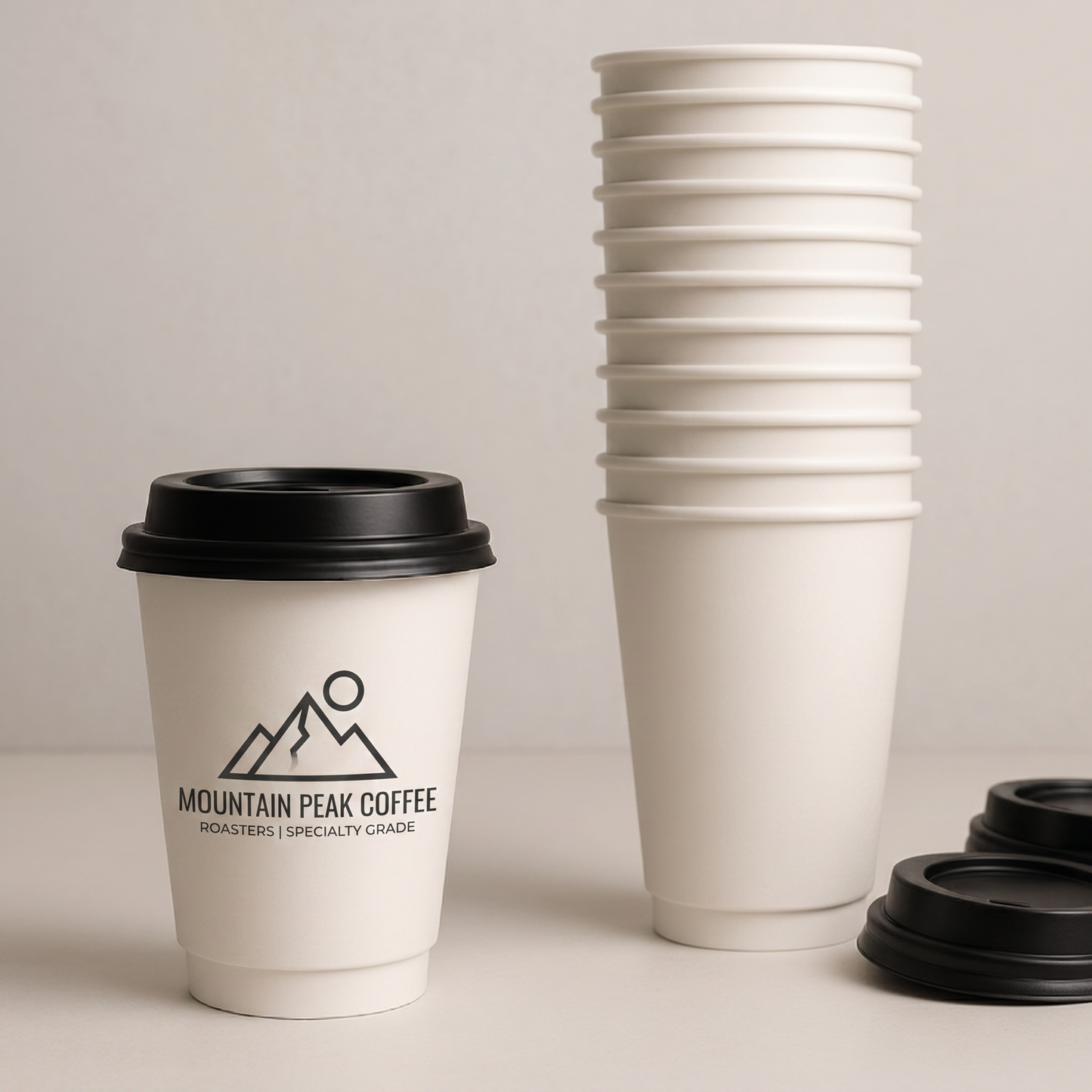 8oz Double wall white coffee cup Custom