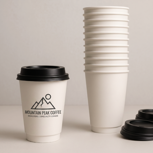 8oz Double wall white coffee cup Custom