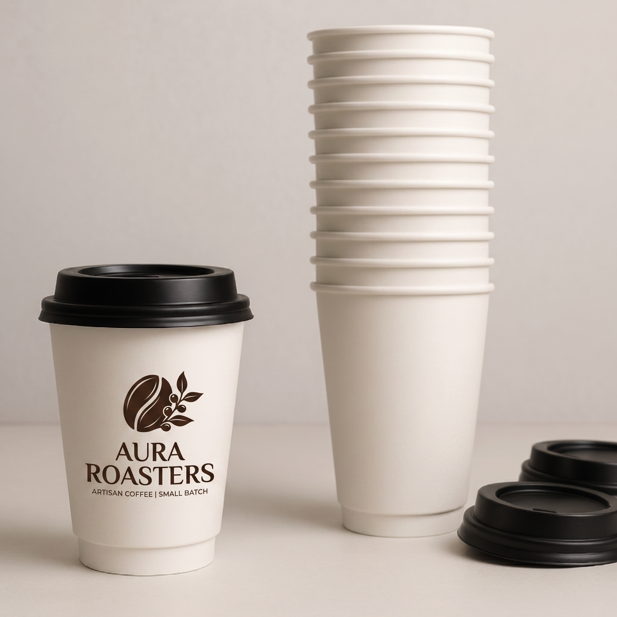 8oz Double wall white coffee cup Custom
