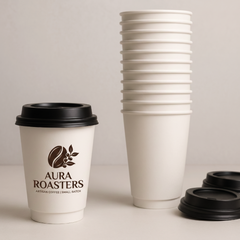 8oz Double wall white coffee cup Custom