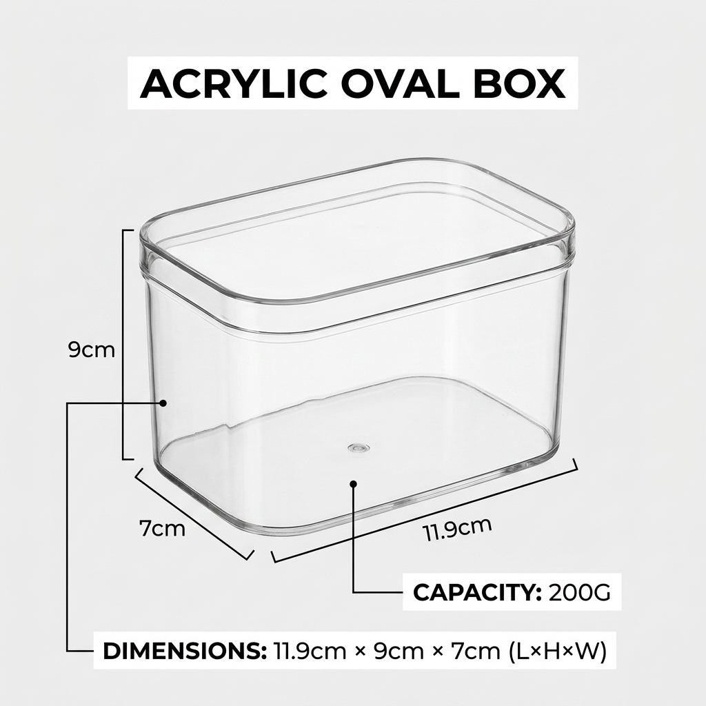 Acrylic Oval Storage Box - 200g Capacity
