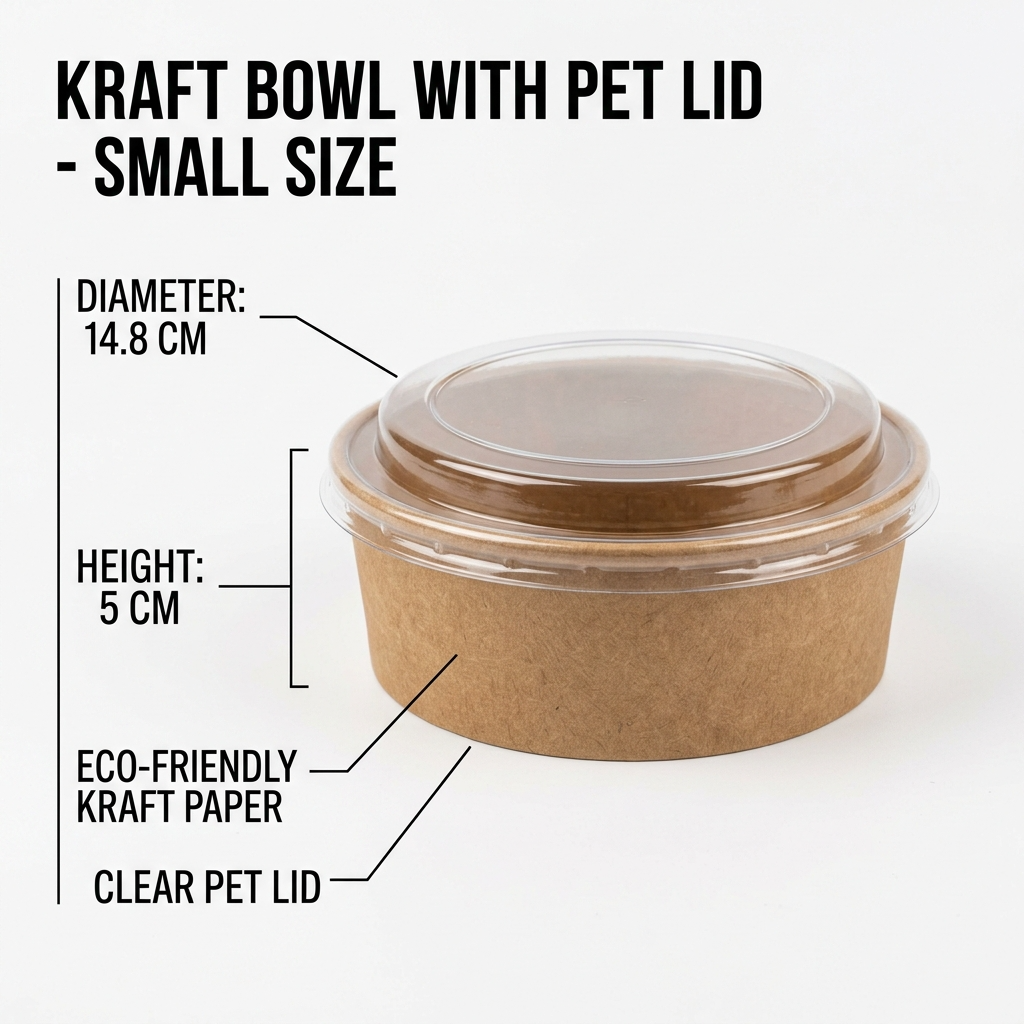 Kraft Bowl with PET Lid - Small Size - 500ml