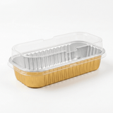 Premium Gold Aluminum Foil Loaf Pan with Clear Lid (200ml)– Oven-Safe Disposable Baking Container