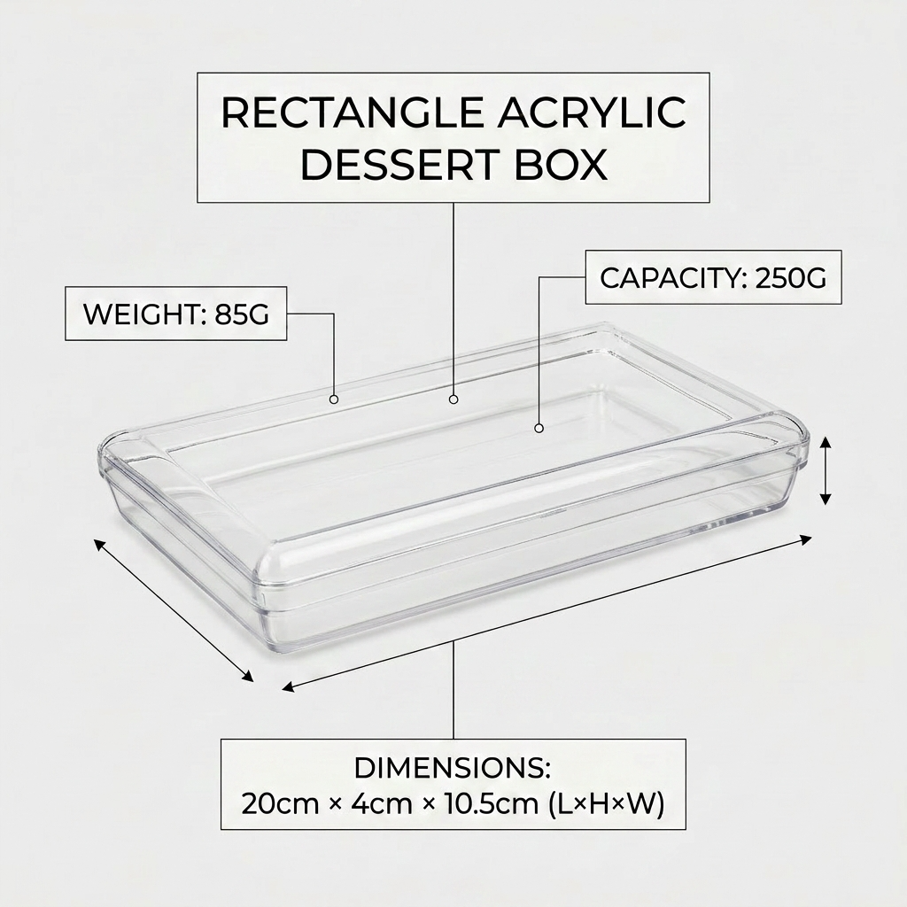 RECTANGLE ACRYLIC DESSERT BOX - 250g