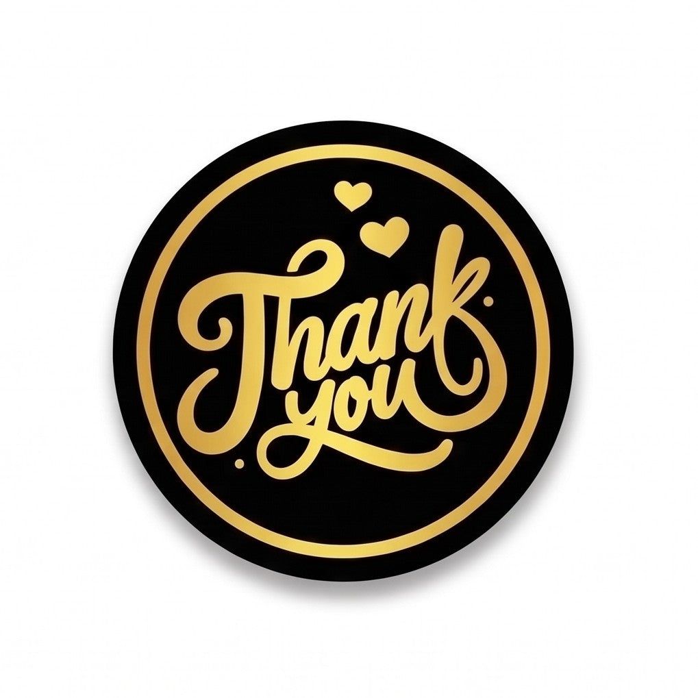 Luxury Black & Gold "Thank You" Stickers for Small Business