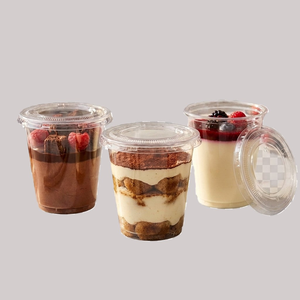 9 oz Clear Layered Dessert Cups with Snap-On Lids
