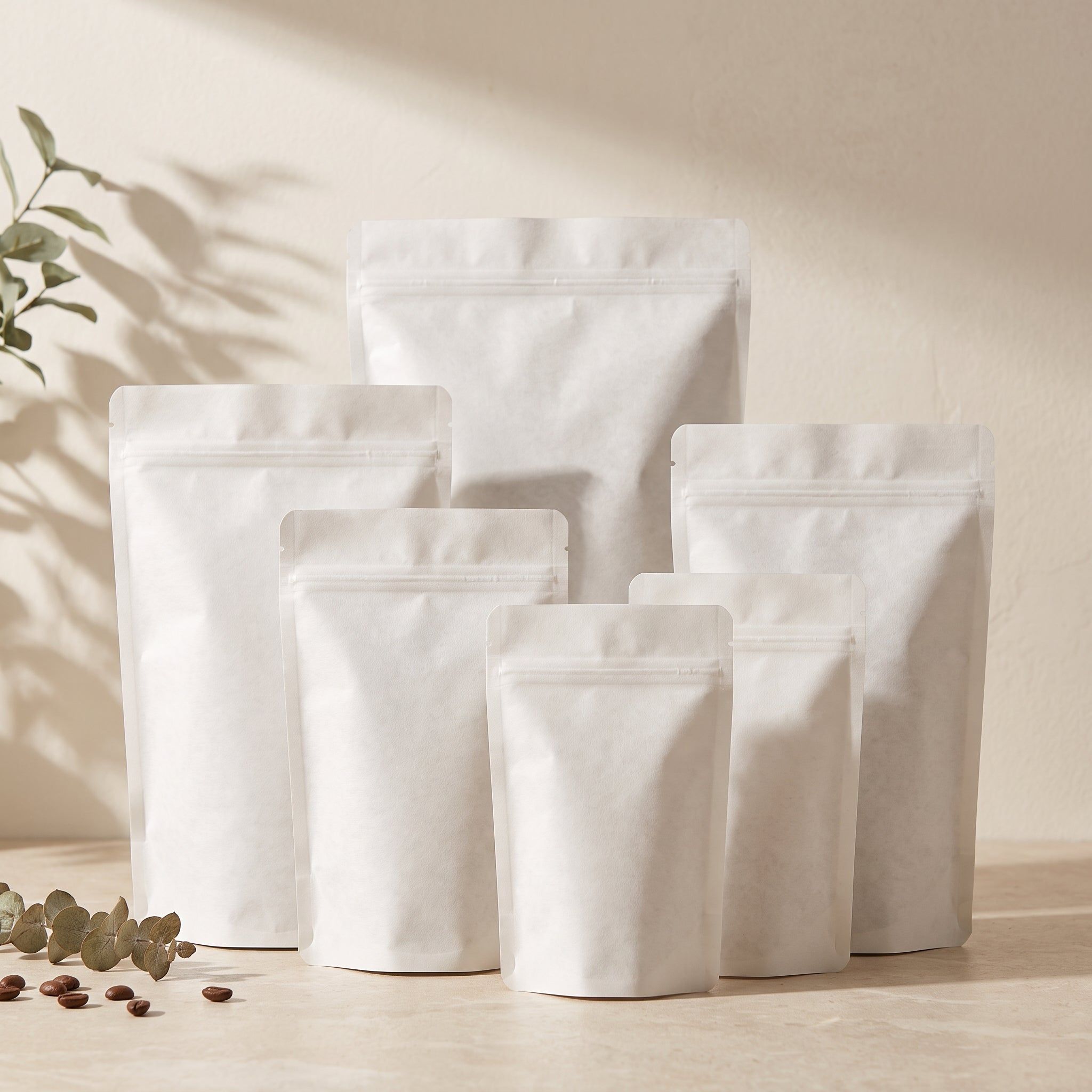 Premium Matte White Stand-Up Pouch Without Window