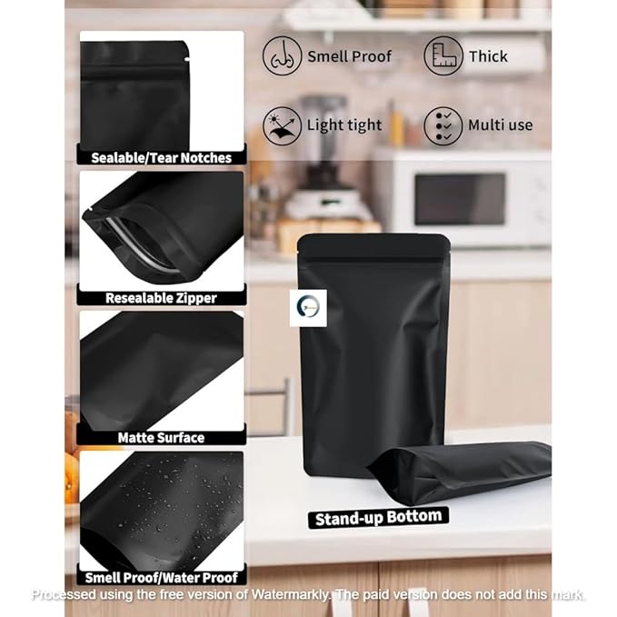 Black Aluminum Pouches With Clear Window