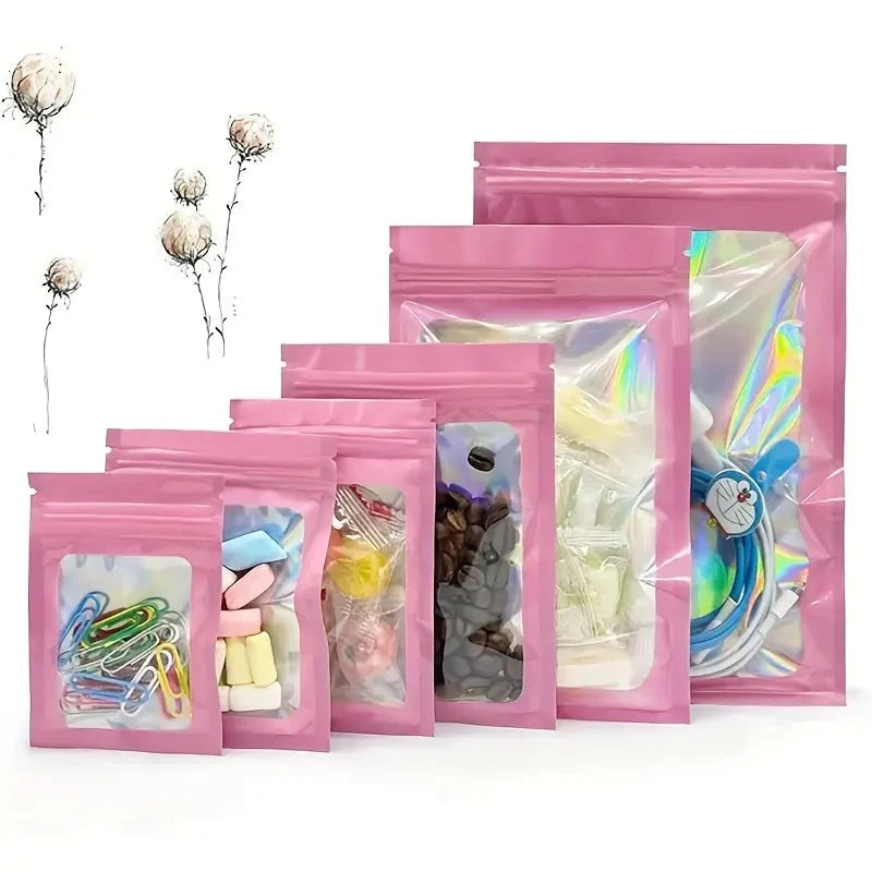 Pink Mylar Ziplock Pouch