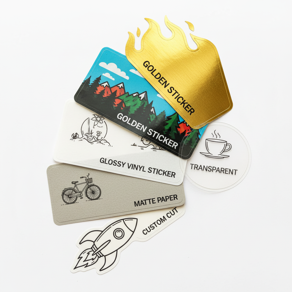 custom stickers glossy pvc golden foil transparent glossy paper packitup pakistan
