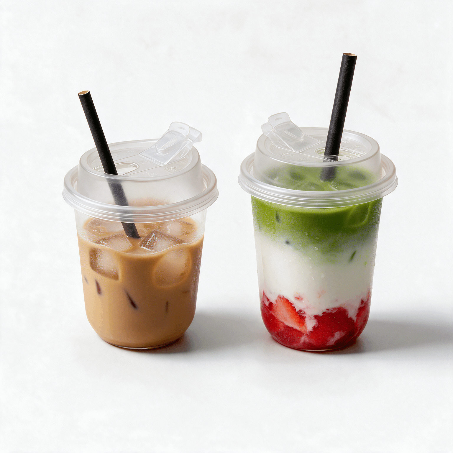 U-Shaped PP Plastic Cups with PP Sip Lids