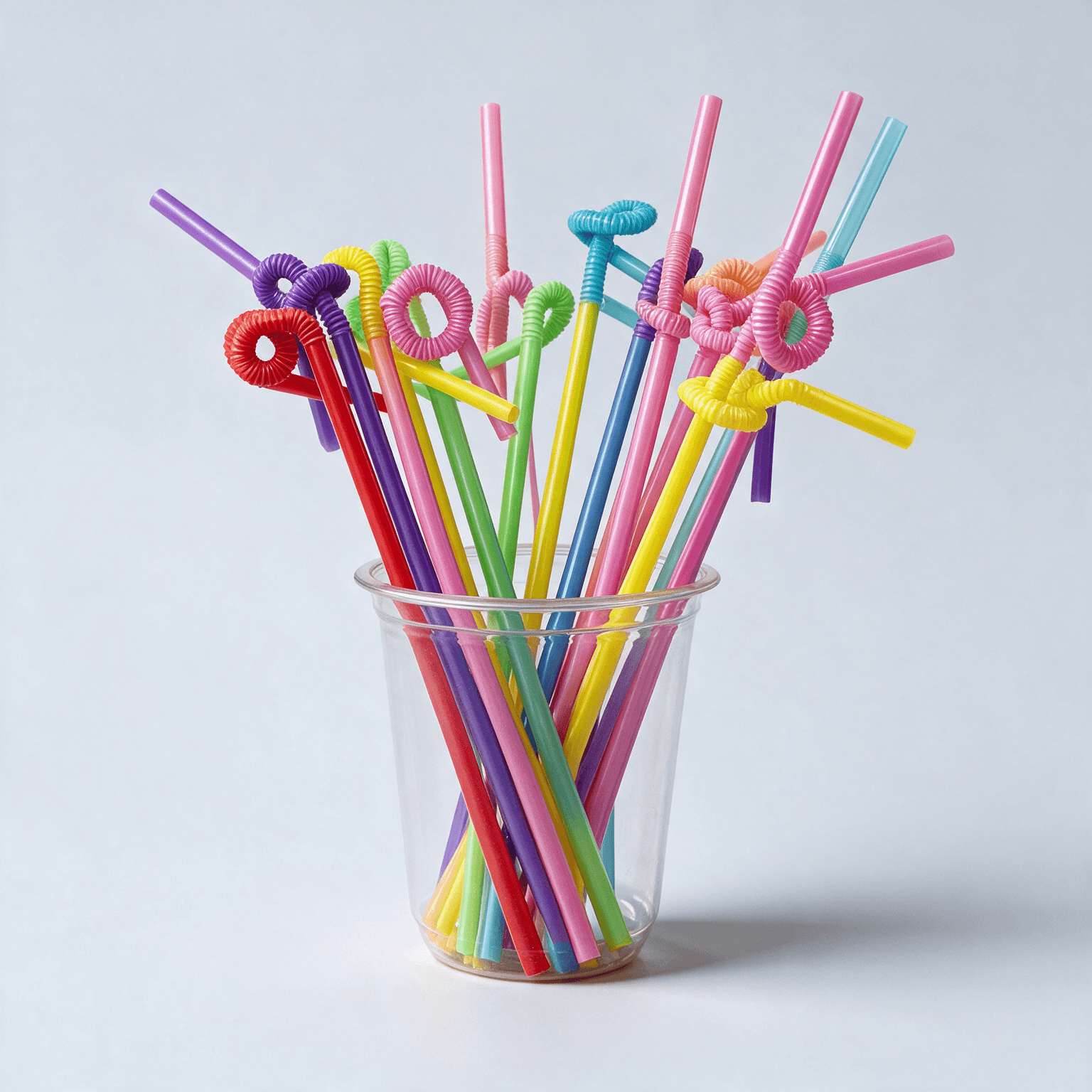 Multicolor Flexible Plastic Drinking Straws (Extra Long)