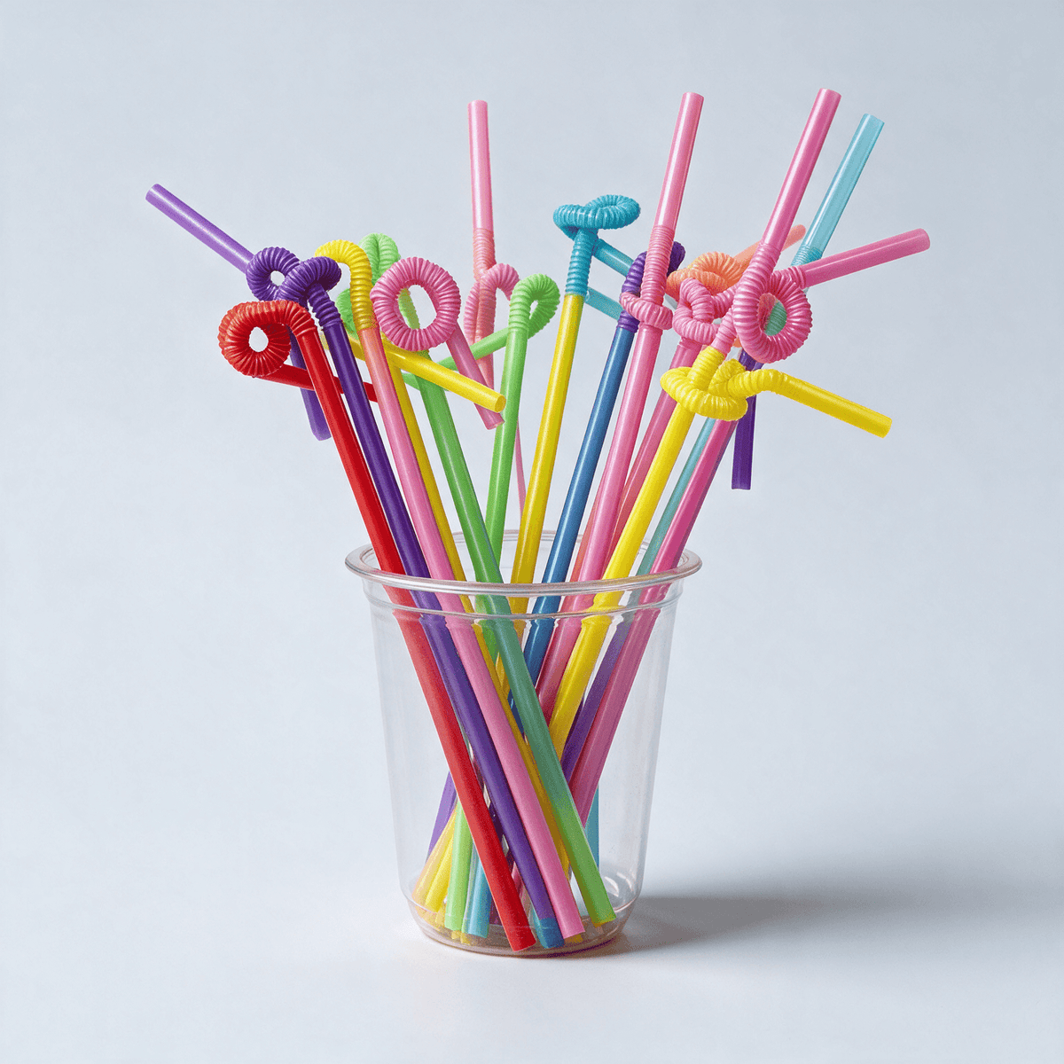 Multicolor Flexible Plastic Drinking Straws (Extra Long)