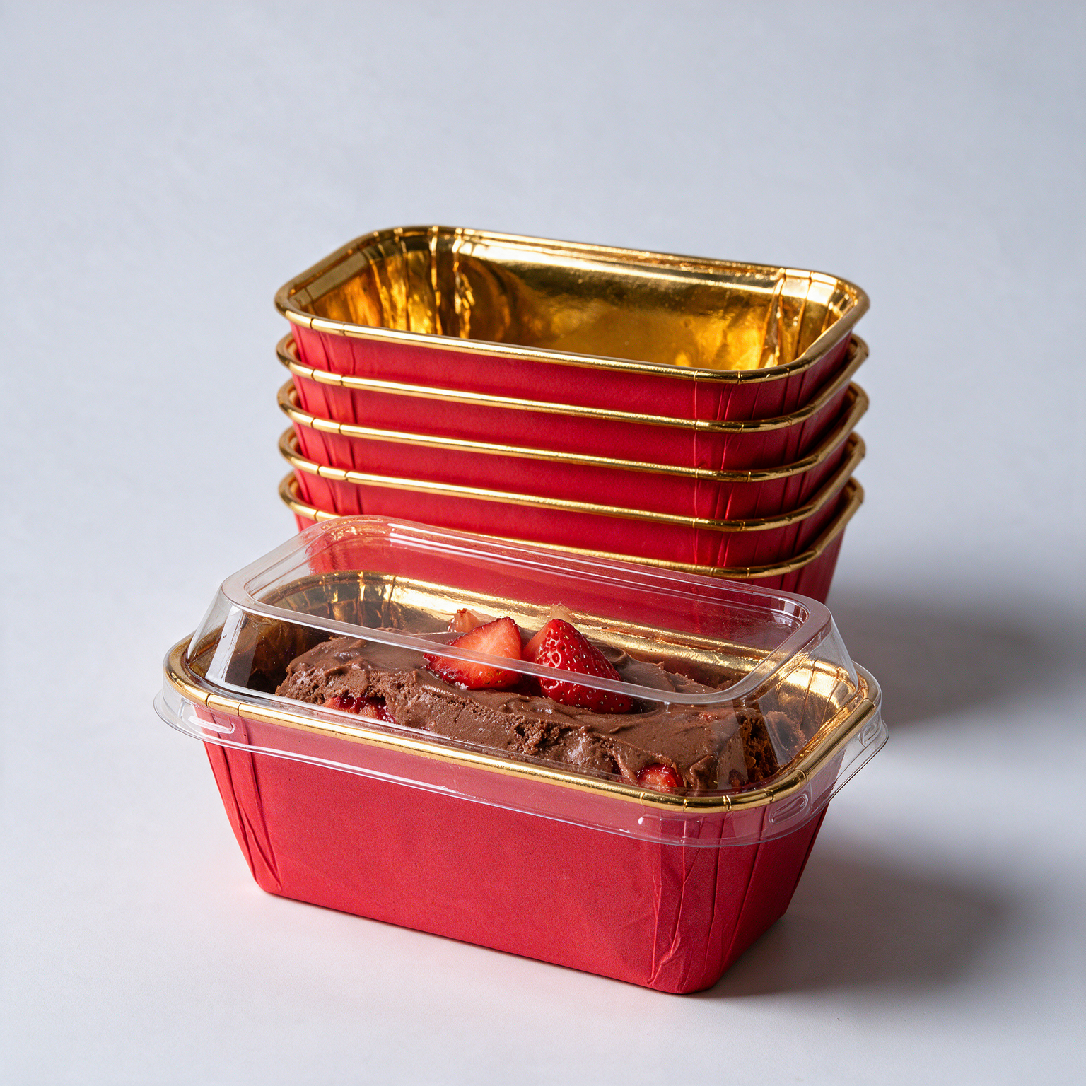Rectangle Paper Baking and Dessert Mold with Golden Lining With Lid