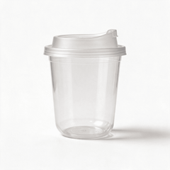 frosted U-shaped PP plastic cups with clear convertible sip lids filled with matcha and iced coffee – PackItUp Pakistan
