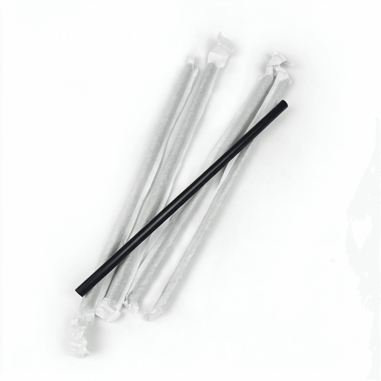 8mm Black Plastic Straws (Individually Paper Wrapped)