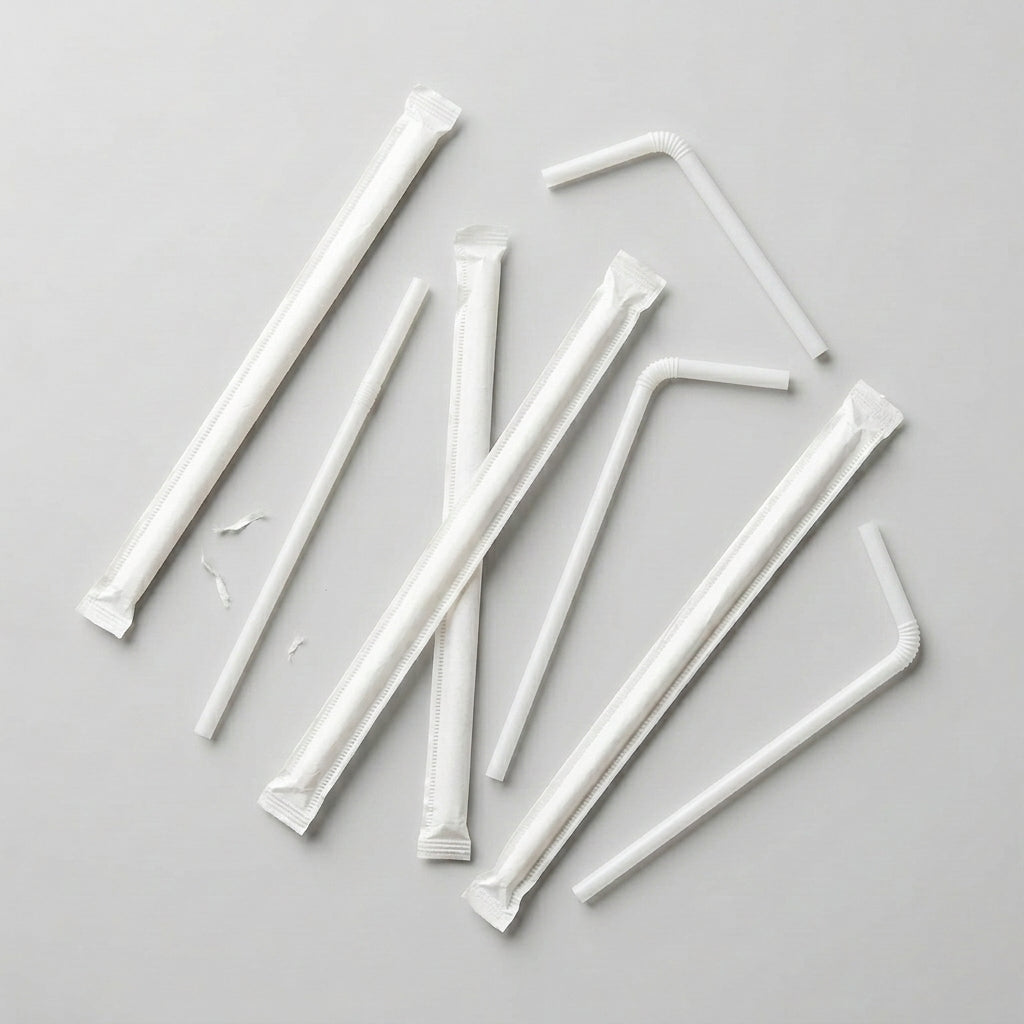White Plastic Straw (Individually Wrapped) (6mm)